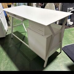 札幌限定配送/お引き取り可◆家具◆ニトリ◆デスクワゴン付デスク/机◆DX001 120 WH◆W120 D54 H72の画像