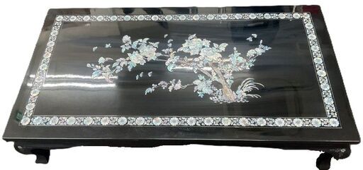 螺鈿細工テーブル ローテーブル 螺鈿細工 花 楽天市場】韓国螺鈿漆塗り丸お膳鶴と花柄中□oz-gl-202-m-sおぜん