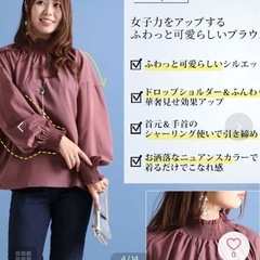 ゴールドジャパン GOLDJAPAN【大きいサイズ】シャーリングハイネックブラウス 黒の画像