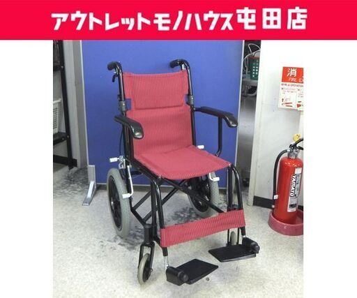 日進医療器 車椅子 介助用 TH-2SB 背折れタイプ Sサイズ 介助ブレーキ付き 折りたたみ式 軽量 車いす レッド系 屯田店