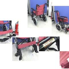  日進医療器 車椅子 介助用 TH-2SB 背折れタイプ Sサイズ 介助ブレーキ付き 折りたたみ式 軽量 車いす レッド系 屯田店の画像