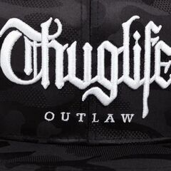 Thug Life × OUTLAW ブラック スナップバック 刺繍 キャップの画像