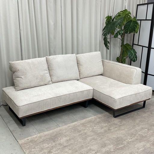 KJ-18【新入荷　アウトレット品】ウィリー　ファブリック　カウチソファセット　ベージュ