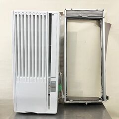 【札幌市内配送可】ハイアール/Haier 窓用ルームエアコン 窓枠付き JA-18V 木造4.5~5畳 鉄筋7~8畳 2021年製 動作OK リモコン付きの画像