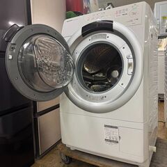 地域限定送料無料　美品【 SHARP 】シャープ 洗濯7.0㎏/乾燥3.5㎏ ドラム式洗濯乾燥機 奥行スリム マンションにもちょうどいい、コンパクトタイプ ES-S7Jの画像