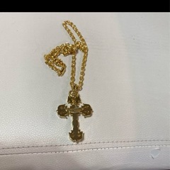ゴールド ペーパーチェーン ネックレス クロス フィリグリークロスネックレスの画像