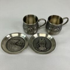 ピューター製カップとソーサーの２セット【管理番号501】の画像