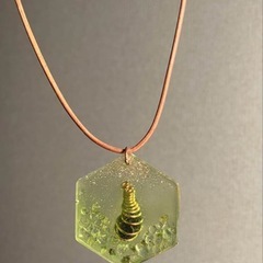 ［要在庫確認］ハンドメイド 【モリオン&ペリドット】オルゴナイトネックレスの画像