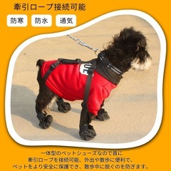 犬用レッグカバー 牽引ロープ接続可能 長さ調整 散歩中に脱げない 屋外四本足の画像