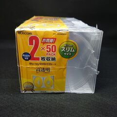 エレコム・ELECOM製｜Blu-ray/DVD/CDケース｜50枚(100枚収納可能)｜高透明｜クリアの画像
