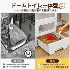 猫 ケージ トイレ付き 2段 トイレ一体型の画像