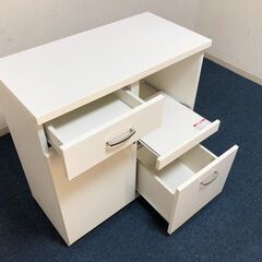 キッチンカウンター コパン T 80CT-S WH エナメルUV塗装 レンジボード 背面化粧仕上げ 可動式棚板2枚・スライドテーブル搭載 完成品の画像