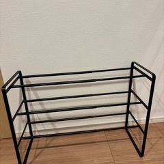 Yamazaki 3段シューズラック ブラック W41×D25×H46cmの画像