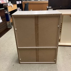サ2510-134 ガラスキャビネット 食器棚 ホワイトオーク キズ汚れ有りの画像