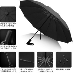 折りたたみ傘　晴雨兼用　ブラックの画像