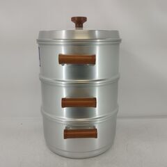 未使用品 レトロ ホクセイ アルミ蒸し器 3段 新型ジェットスチーマ 蒸し鍋 両手鍋　/TJ-2611の画像