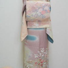 ①訪問着＋②袋帯＋③草履＋④帯締め（おまけ）＋⑤帯揚げ（おまけ）の画像