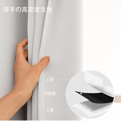 XWZO カーテン 遮光カーテン 1枚組 丈200cm x 幅150cm 99.99％以上遮光 1級 遮光カーテン 断熱 防音 形状記憶加工 厚手 無地 洗濯可能 寝室 リビング用 ホワイトの画像
