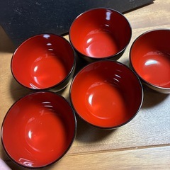 汁椀 5個セット 黒と赤 紅葉　漆器の画像