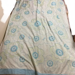 ☺️タオルケット　S 140✖️190cm  水色の花柄  未使用 縁にシミ有りの画像