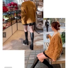 GRL ケーブル編みモールシャギーニットカーディガン[an1090]の画像