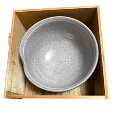 未使用　菓子鉢　氷裂 菓子器「九西陶芸造」梅絵 深皿 料理皿 木箱入り 特選 骨董品 古美術　の画像