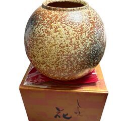 未使用　花器 壺 信楽焼 花瓶 神窯 丸花瓶　しがらき焼の画像