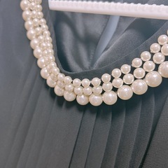 美品✨ノースリーブドレス パールネックワンピース プリーツの画像