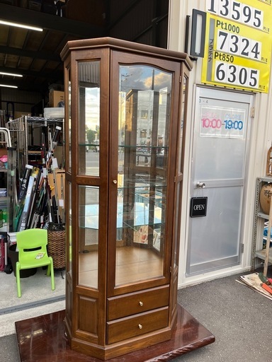 フラットキュリオ ムーブ 飾り棚　キュリオケース　キャビネット　照明ランプ付　棚板4枚　幅805 奥行400 高さ1805 中古品 有限会社マックス ④