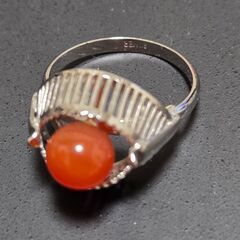 カーネリアン 紅玉髄 リング ヴィンテージ アクセサリー Silver 刻印の画像