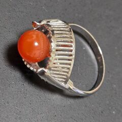 カーネリアン 紅玉髄 リング ヴィンテージ アクセサリー Silver 刻印の画像