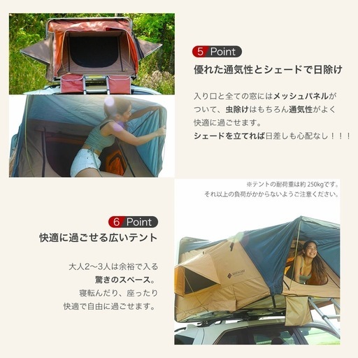 新品未使用品 SHINOBI ルーフテント ハシゴ付 メッセージ頂ければ追加画像有ります