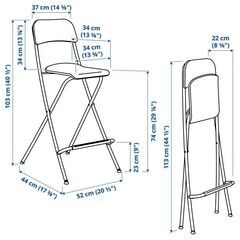 IKEA FRANKLIN フランクリン 74 cm カウンターチェア ホワイト　2個セットの画像
