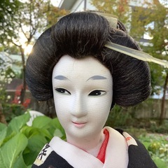 昭和レトロ　日本人形　芸者　将棋柄　着物　外国土産　ヴィンテージ　時代物の画像