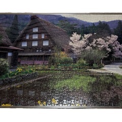 美しい日本の風景 ジグソーパズル3セット 額入り 赤富士　藁葺き　桜　田園風景の画像
