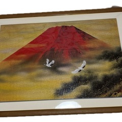 美しい日本の風景 ジグソーパズル3セット 額入り 赤富士　藁葺き　桜　田園風景の画像