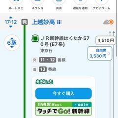 新幹線  大宮駅 ⇄ 上越妙高駅 2名往復チケット　の画像