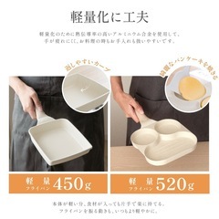 【新品未使用】目玉焼きフライパン 仕切り付き 3つ穴円形 マーブルコート IHガス火対応 軽量の画像