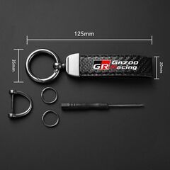GR SPORT トヨタ TOYOTA GAZOO Racing カーボンファイバー レザー Dリング キーホルダー キーチェーン レッドステッチ TRDの画像