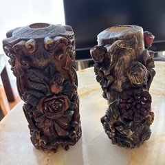 彫刻キャンドル　蝋燭　2点の画像