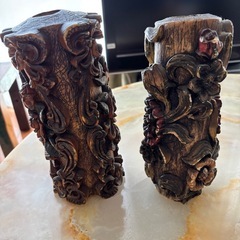 彫刻キャンドル　蝋燭　2点の画像