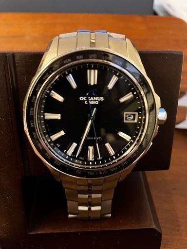 オシアナス マンタ 3針モデル OCW-S400-1AJF メンズ 電波ソーラー Bluetooth チタン ブラックダイヤル