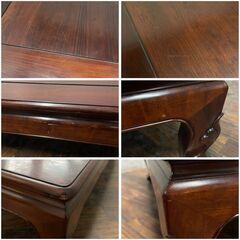 ww4/64 唐木 黒檀 座卓 若葉脚 W150×D90×H35cm 無垢 国産 テーブル 座敷机 ちゃぶ台 和室 レトロ ヴィンテージ ★直接引取歓迎の画像