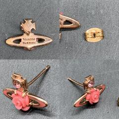 O339【片方のみ】ヴィヴィアンウエストウッド　薔薇　バラ　ピンクゴールドカラー　ピアス  Vivienne Westwood　※キャッチ社外品の画像
