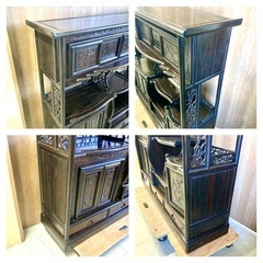 茶箪笥  幅約130cm 飾り棚 違い棚 タンス 茶棚 茶道具 煎茶道具 銘木 和風の画像