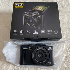 【新品】　デジカメ　5K 7500万画素　ブラック　SD32GB付の画像