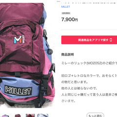 ミレーの登山用リュックです。の画像