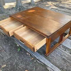 🌿無垢材のしっかりした机（引き出し付き）昭和レトロ・古家具の画像