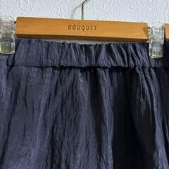 ルフトローブ スカート ひざ丈スカート ウエストゴム 薄手 無地 濃紺の画像