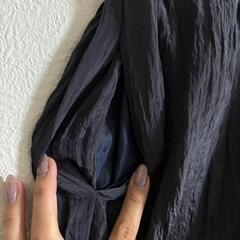 ルフトローブ スカート ひざ丈スカート ウエストゴム 薄手 無地 濃紺の画像